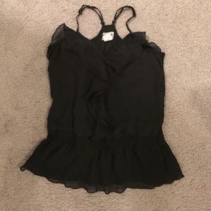 EUC Black chiffon ruffle tank top